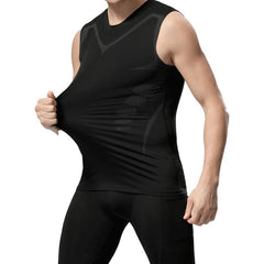Men's sci-fi printed black vest, fashionable and casual men's quick drying T-shirt, sports and fitness round neck elastic vest