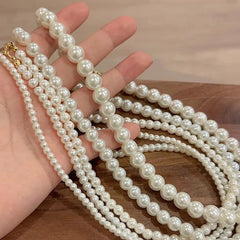 Vintage White Imitation Pearl Chain Choker Necklace for Women 2025 New Trendy Temperament Beaded Necklace Wedding Jewelry Gift