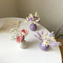Ins Ceramics Flower Vase Nordic Hydroponics Vases Creative Room Decor Mini Flower Bottle Pots Desktop Ornament Craft