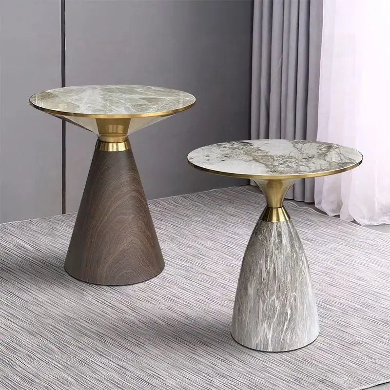 Nordic Light Luxury Round Coffee Table Modern Exquisite Home Creative Corner Table Living Room Furniture Sofa Side Rock Plate Round Tables