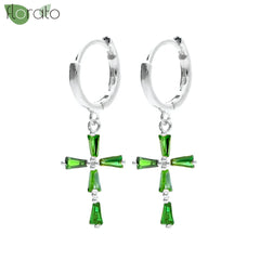 925 Sterling Silver Needle Fashion Cross Pendant Hoop Earrings for Women Vintage Gold Color Small Earrings Luxury Jewelry Gifts
