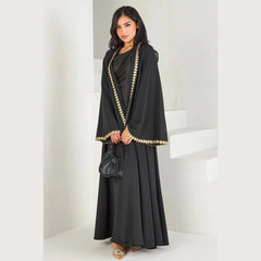 Muslim Womens Abaya with Gold Heart Loose Long Ideal for Islamic Modest Fashion Daily Wear Prayers Weddings Religious Events