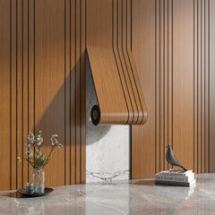 Modern 3D Wood Pattern Wall Panels, Eco-Friendly Self-Stick Decorative Board for House Upgrading， wall stickers