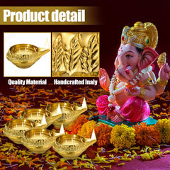 4-50Pcs  Diya Brass Oil Lamp Copper Butter Lamp Holder Traditional Indian Oil Lamp For Puja Kuber Indian Diwali Gifts