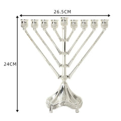 Vintage Hanukkah Menorah with 9 Arms Jerusalem Temple Candle Holder Sturdy for Prayer Festive Celebration Chanukah Decoration