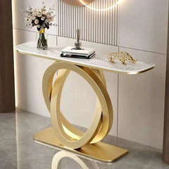 Luxury tablet computer console table Italian semi-circular iron entrance cabinet table Console Tables Creative corridor end view
