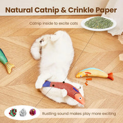Cat Toys Fish,Teeth Grinding Catnip Toys,Soft and Durable,Kitten Toys Interactive Sounding Cat Chew Bite Plush Toys Cat Supplie Pet Shop, Pet Toys