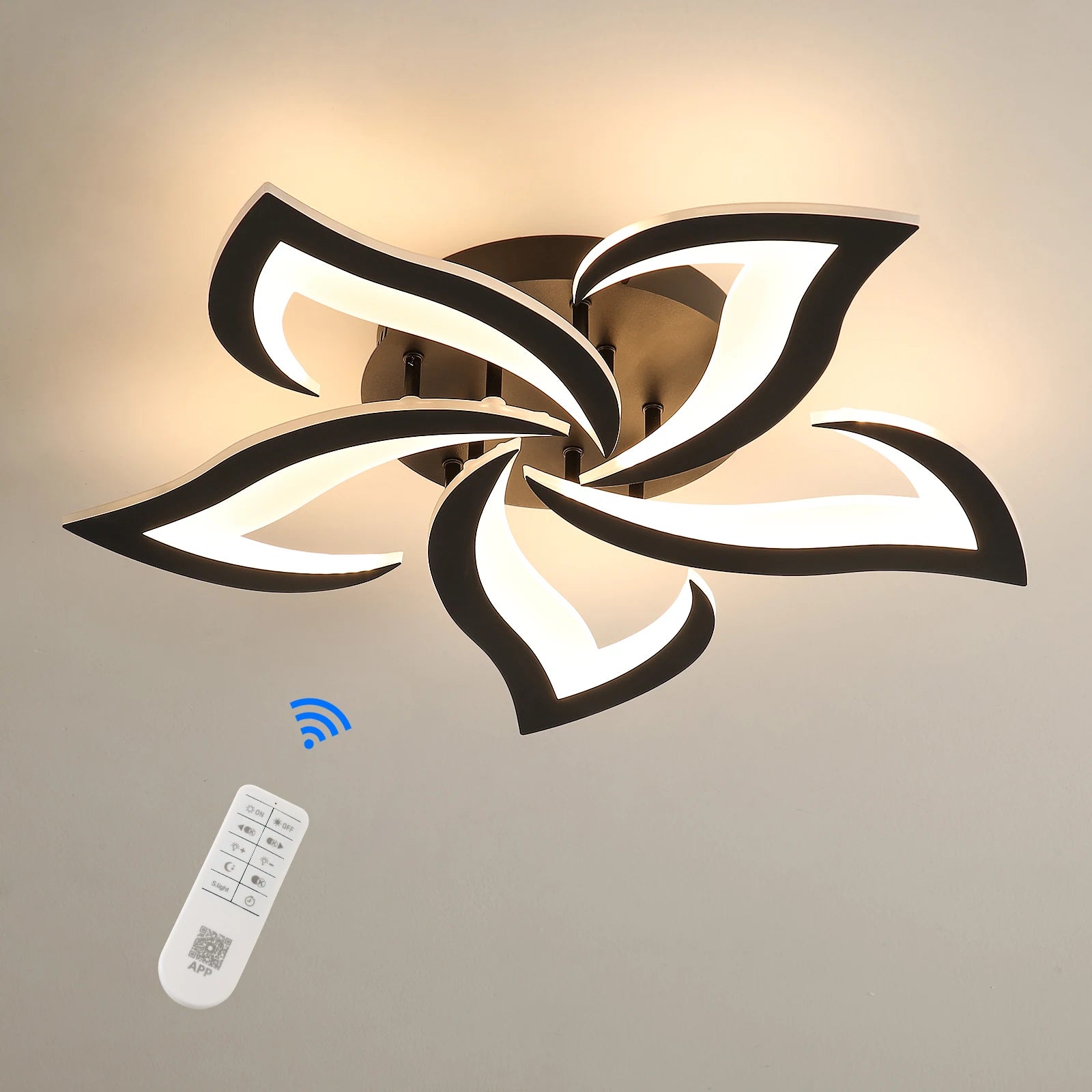 Modern LED Ceiling Light,40W 4700LM Creative Petals Design Dimmable Ceiling Lamp 3000K-6500K with Remote Control  For Bedroom