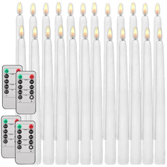 Pack of 12/24Pc LED Flameless Flickering Taper Candles with Remote Battery Operated Tea Lights Home Wedding Decor Candlesticks