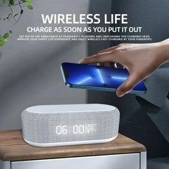 Alarm Clock Wireless Chargers Pad Phone Bedroom Lamp Night Light Desk Thermometer For iPhone 17 16 15 14 13 Fast Charging Dock