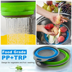 Silicone Folding Drain Basket Fruit Vegetable Washing Basket Foldable Strainer Colander Collapsible Drainer Kitchen Storage Kitchen Tools