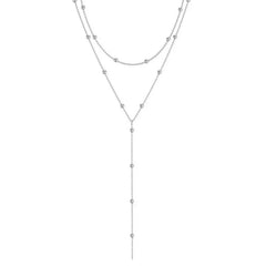 LATS Gold Color Double Layered Long Tassel Chain Necklace Simple Metal Geometric Bead Choker Necklace Fashion Jewelry