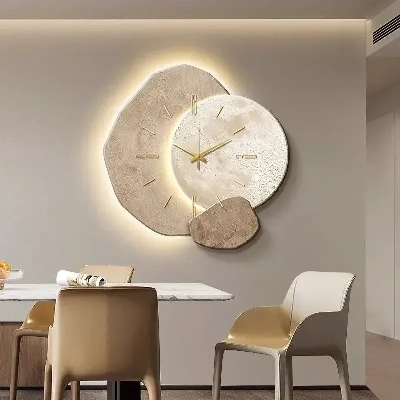 [3D imitation]Modern Clock with Light Design Clock Minimalism Wall Clocks Stylish Large Living RoomMechanism Silent Decor