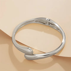 Chunky Waterdrop Open Cuff Bangle – Gold & Silver Bracelet