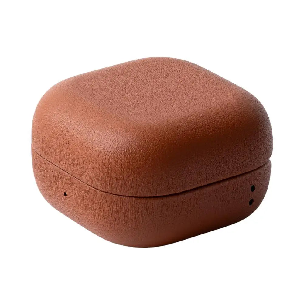 Premium Leather Case for Samsung Galaxy Buds4 Pro Anti-Scratch Shockproof Slim Protective Cover Brown & Yellow & Black
