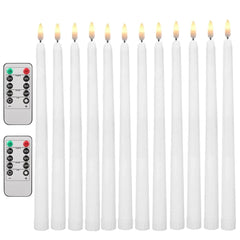 Pack of 12/24Pc LED Flameless Flickering Taper Candles with Remote Battery Operated Tea Lights Home Wedding Decor Candlesticks