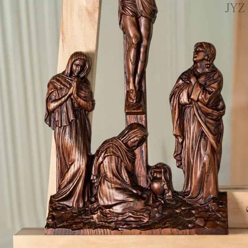High Quality Vintage Crosses Jesus Wood Crafts ,Desktop Icon wall hanging Ornaments