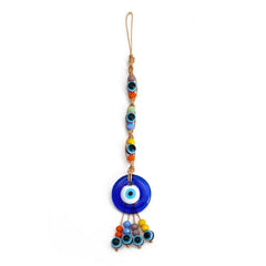 Demon Eye Lucky Charm Car Ornaments Protection Tassel Crystals Feng Shui Car Decor Turkish Blue Eye Retro Glass Pendant Gifts