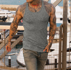 2025 Summer men Vest stripe gym Tank top Men Fitness sleeveless shirt Male Exercise Sports vest Undershirt Bodybuilding clothing