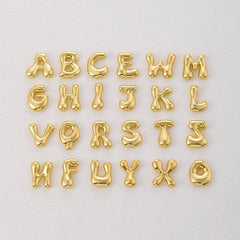 Golden Color Stainless Steel Initial Necklace for Girls Chunky Bubble Letter Pendant Necklaces Trendy Jewelry Gift