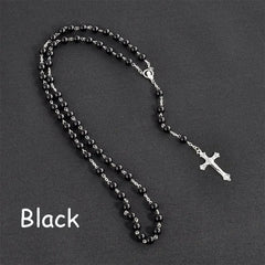 Fashion Vintage Cross Necklace Rosary Beads Chain Jesus Crucifix Virgin Mary Pendant Chain Jewelry Necklace