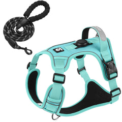 Dog Harness with Airtag Holder and Leash Set-Premium Oxford Breathable Material Durable Reflective Dog Harness and Leash Set Pet Shop