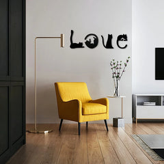 Black Cat Wooden Wall Art – Love-Themed Home Decor for Cat Lovers