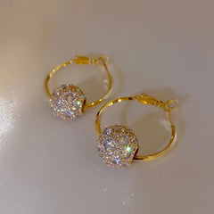 Real Gold Plated Zircon Bead Earrings – Luxury Women’s Party Jewelry