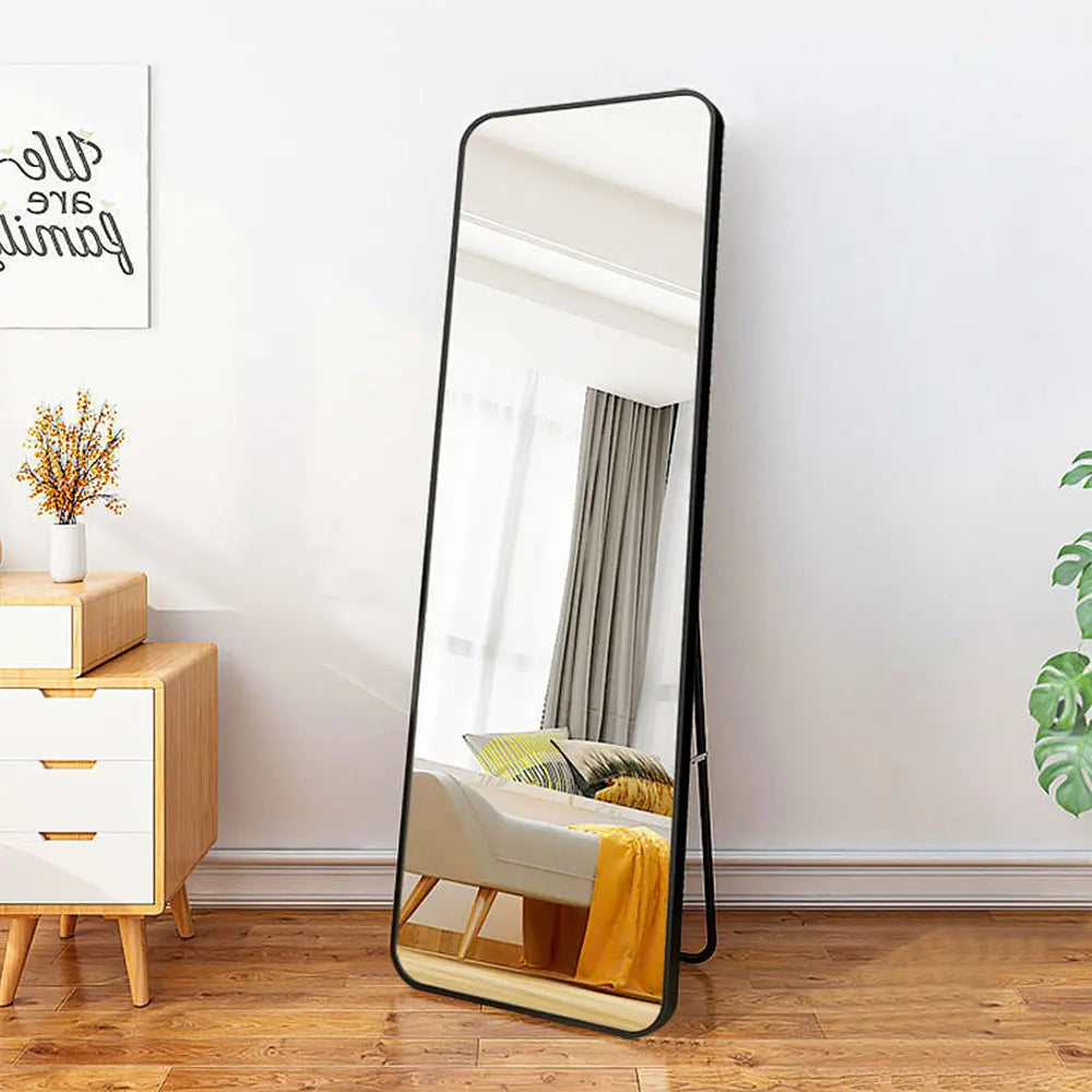 Arched metal length floor mirror bedroom living room Dressing Cream Girls Mirror  Modern Simple Full Body Frame Mirror