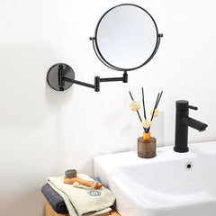 Dressing Mirror Wall Mounted 8 Inch Magnifying Two-sides Mirror Space Aluminum Black  Makeup Mirror Cosmetic Lady Gift