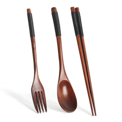 Wooden Spoon Spoon and Fork Environmentally Friendly Tableware Series Natural Oval Spoon Set Suitable for Cooking Chopsticks Bar Kitchen Tools, Cooking Utensils