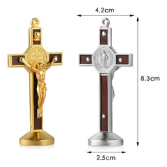 Fashion Car Ornament Metal Jesus Wood Cross Crucifix Auto Interior Dashboard Decoration Christian Jesus Ornaments Accessories