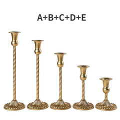 3pc Candlestick Holders Kit Brass Gold Candlestick Set Candle Holders Decorative Candlestick Stand for Wedding Party Dinning