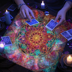 Tarot Tablecloth Mandala Flower Of Life Altar Cloth For Divination Meditation Circle Galaxy Tarot Mat Spiritual Oracle Card Pad
