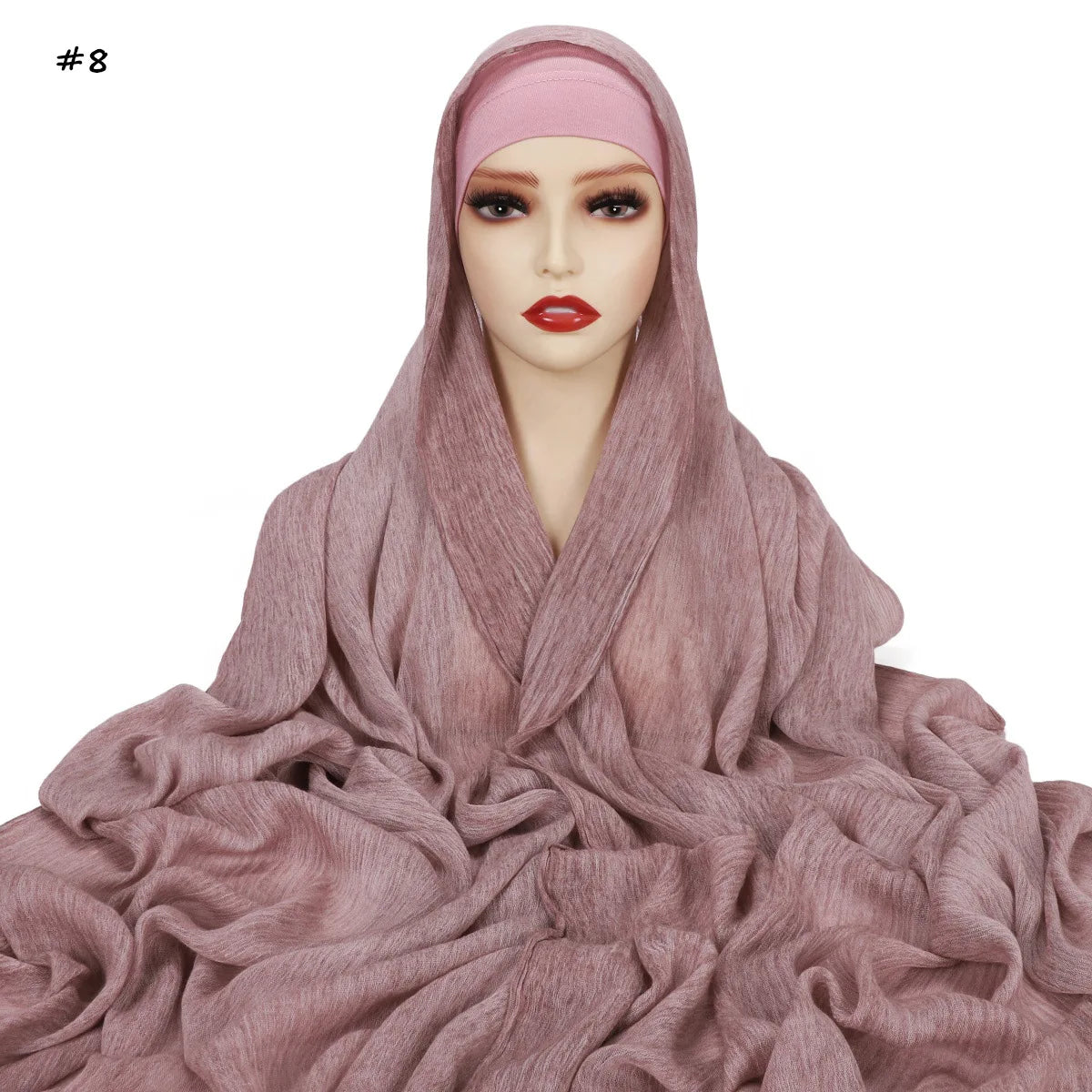 Ramadan Crinkle Rayon Hijabs with Cap Muslim Hijabs for Women Shawls Solid Instant Headscarf Wraps Stripe Islamic Turban Foulard