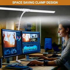 Double Head Dimmable LED Clip Desk Lamp Computer Table Lamps Monitor Light for Office Reading Architectural Lighting