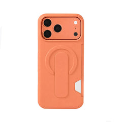 Frosted Matte PC Phone Case with Magnetic Kickstand & Built-In Side Card Slot, Shockproof Drop-Resistant Semi-Enclosed Protective Cover with Raised Camera Edges, Compatible With iPhone 13/14/15/16/17 Pro & Pro Max/Air/Plus