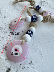 Lucky Eye Glass Blue Turkish Evil Eye Pendant Wall Hanging Multi Color Bead Handmade Decoration for Home Living Room Car