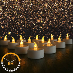 Flameless Flickering LED Tea Lights with Timer 6 Hours On & 18 Hours Off in 24Hours Cycle Automatically LED Votive Candles Light