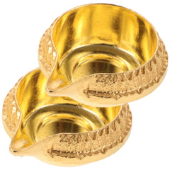 2pcs Lotus Candlestick Decorative Oil Lamp for Home Temple Buddha Worship Diwali Pooja Small Kerosene Light