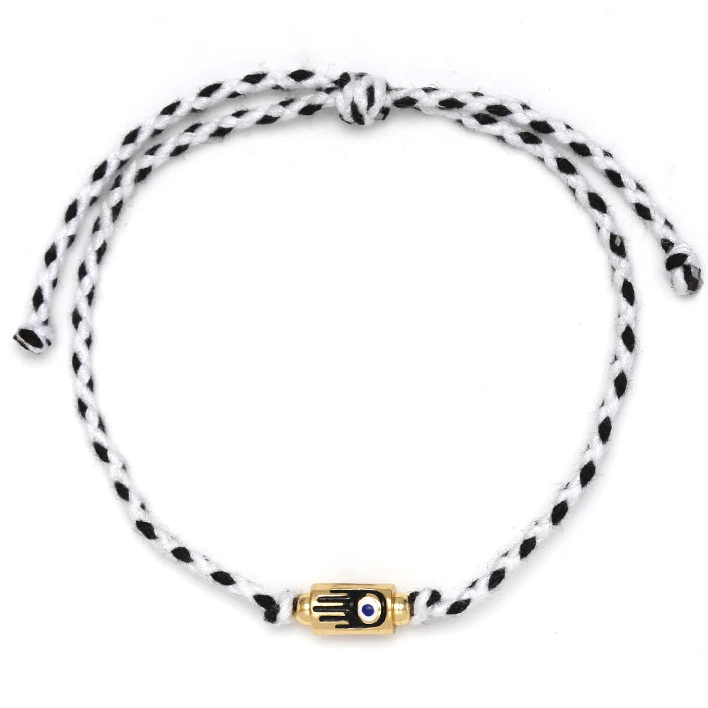 Lucky Eye Adjustable Colorful Braided Rope Bracelet Turkish Evil Eye Bead Copper Zircon Charm Bracelet for Women Men Jewelry