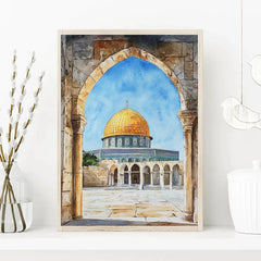 Islamic Grand Mosque Architectural Art, Sacred Holy Place Canvas Print, Muslim Home Wall Decor Prayer Room Ramadan Eid Gift