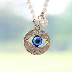 Diamond-filled blue eyes car pendant, car interior mirrors are delicately decorated, devil's eye car trailer car interior