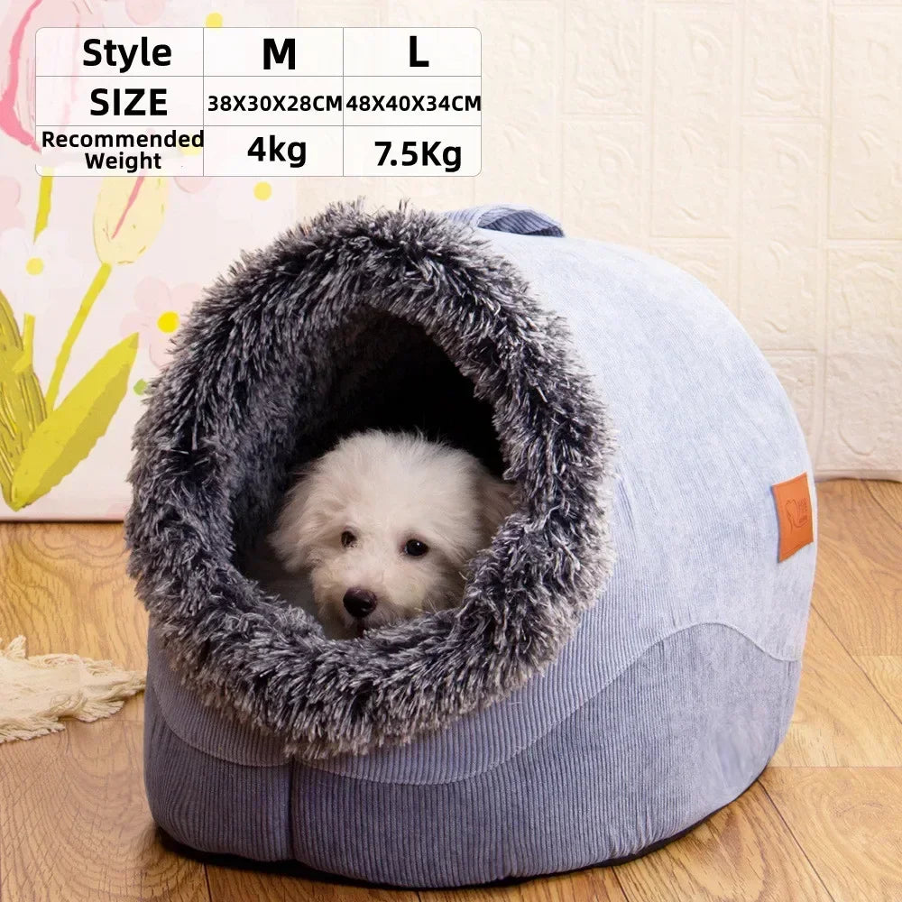 Dog/Cat  Kennel Comfortable Fall and Winter Striped Long Hair Portable Nest Warm Thickened Pet Kennel Pet Kennel Anti-scratch Pet Shop