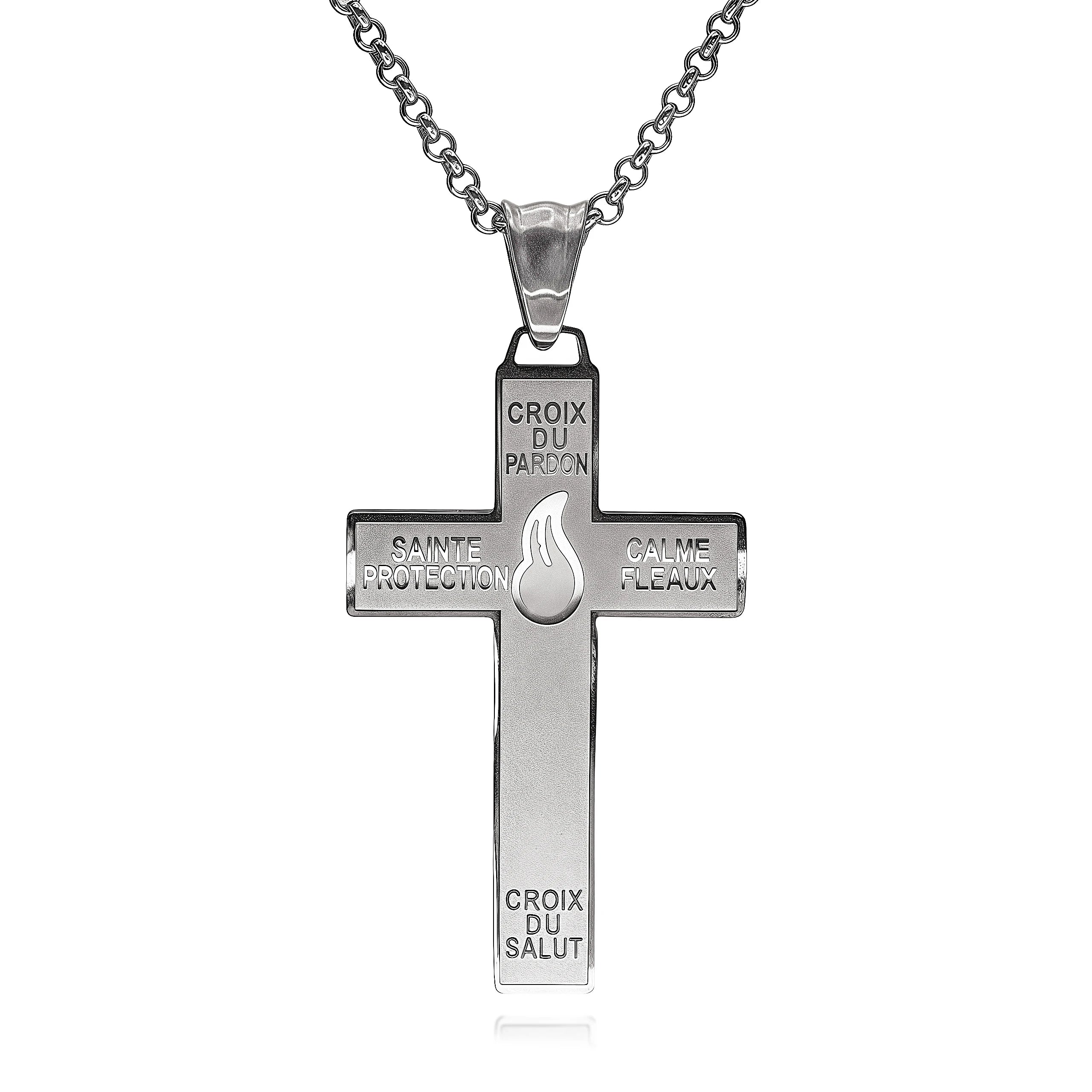 Stainless Steel Pendant of Holy Cross of Pardon and the Cross of the Sons and Daughters Marie Julie Jahenny Cross of Forgiveness