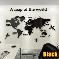 3D World Map Wall Sticker Acrylic Solid Color Crystal Bedroom Wall With Living Room Classroom Stickers Office Decoration Ideas