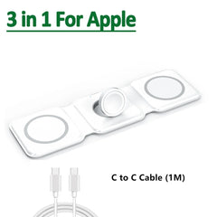 3 in 1 Magnetic Wireless Charger Pad for iPhone 16 15 14 13 Pro Max Apple Watch 9 8 AirPods Chargers Fast Charging Dock Station