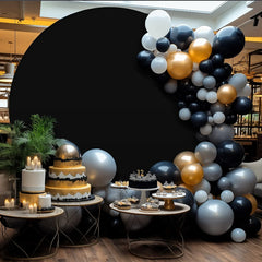 Champagne Round Photography Backdrop Cloth Cover Baby Shower Birthday Party Wedding Decor Photo Backdrop Cloth Circle Background