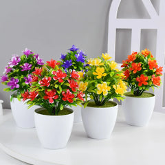 1pc Artificial Potted Plant Small Bonsai Flowers Pot Simulated Tree Ornaments Wedding Home Hotel Office Table Decor Fake Plants