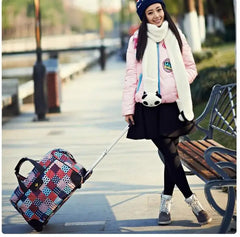 Women 18 inch carry on hand luggage trolley bag women travel trolley bag travel tote on wheels for women short trip luggage bag